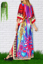 Load image into Gallery viewer, LA LEELA 2 Digital Women&#39;s Kaftan Kimono Summer Beachwear Cover up Dress v571