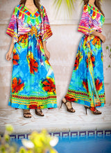 Load image into Gallery viewer, LA LEELA 2 Digital Women&#39;s Kaftan Kimono Summer Beachwear Cover up Dress v560