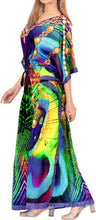 Load image into Gallery viewer, Peacock Feather Long Multi Color Abstarct Printed Caftan For Women