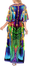 Load image into Gallery viewer, Peacock Feather Long Multi Color Abstarct Printed Caftan For Women