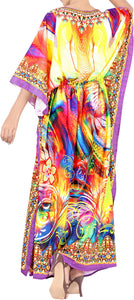 Floral Long Multi Color Abstarct Printed Caftan For Women