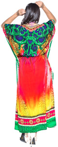 LA LEELA Lounge Likre Digital Long Caftan Dress Women Multicolor_731 OSFM 14-22W [L-3X]