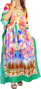 LA LEELA 2 Digital Women's Kaftan Kimono Summer Beachwear Cover up Dress v553