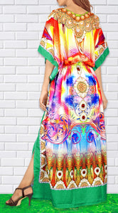 LA LEELA 2 Digital Women's Kaftan Kimono Summer Beachwear Cover up Dress v553