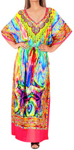 Load image into Gallery viewer, LA LEELA Soft  Digital Womens Beach Wear Maxi Caftan Top Multi  One Size OSFM 14-22W [L- 3X] Multicolor_V550