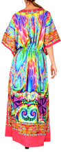 Load image into Gallery viewer, LA LEELA Soft  Digital Womens Beach Wear Maxi Caftan Top Multi  One Size OSFM 14-22W [L- 3X] Multicolor_V550