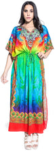 Load image into Gallery viewer, LA LEELA Lounge Soft  Digital Caftan Tunic Long Women Dress  Multi 203 One Size