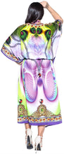 Load image into Gallery viewer, LA LEELA Lounge Likre Digital Long Caftan Beach Dress OSFM 14-22W [L- 3X] Multicolor_V546