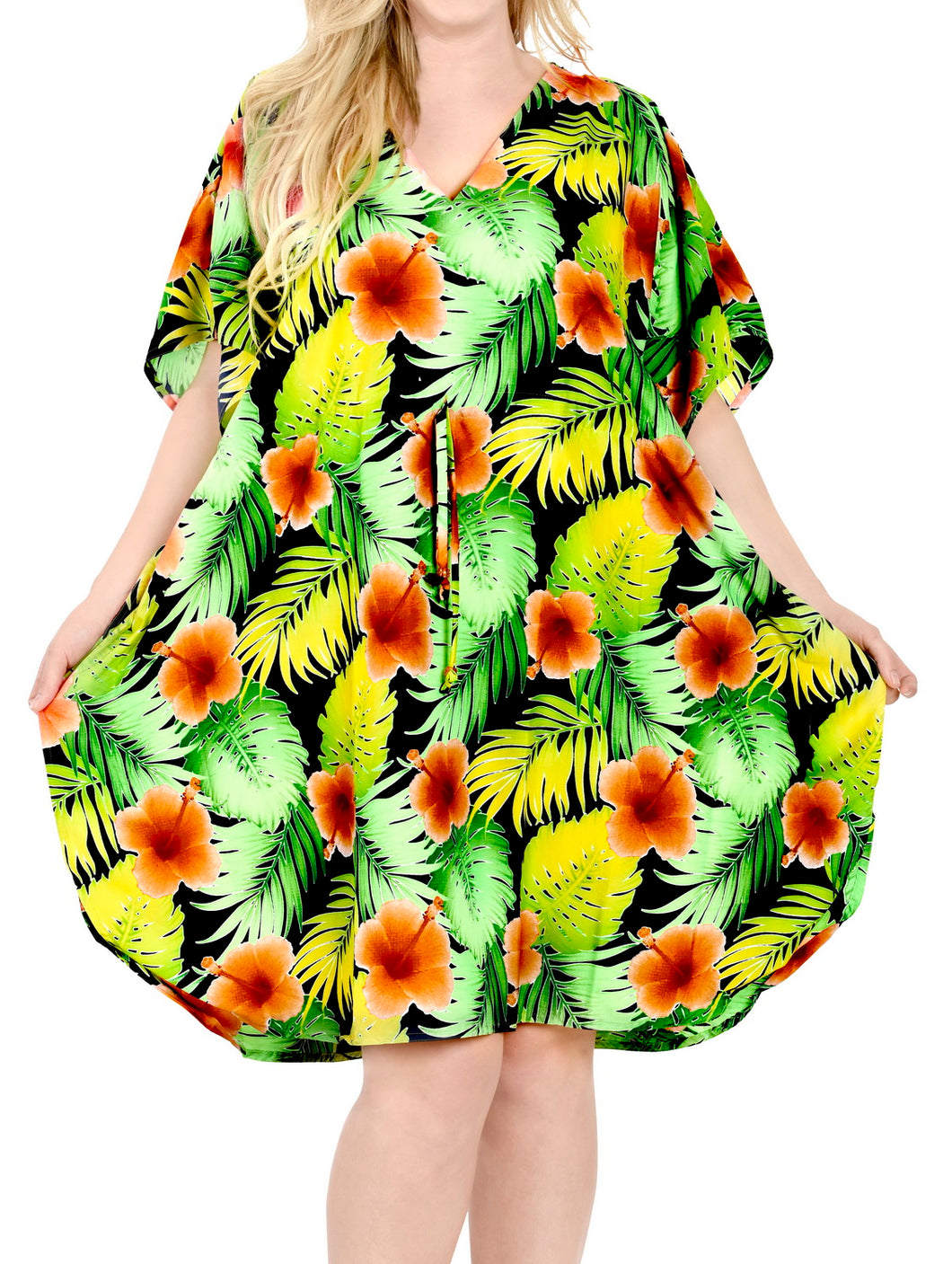 la-leela-bikni-swimwear-soft-fabric-printed-beachwear-loose-cover-up-OSFM 16-28W [XL- 4X]-Pumpkin Orange_U10
