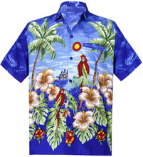 Load image into Gallery viewer, LA LEELA Shirt Casual Button Down Short Sleeve Beach Shirt Men Aloha Pocket shirt Blue_W359