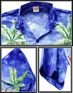 LA LEELA Shirt Casual Button Down Short Sleeve Beach Shirt Men Aloha Pocket shirt Blue_W359