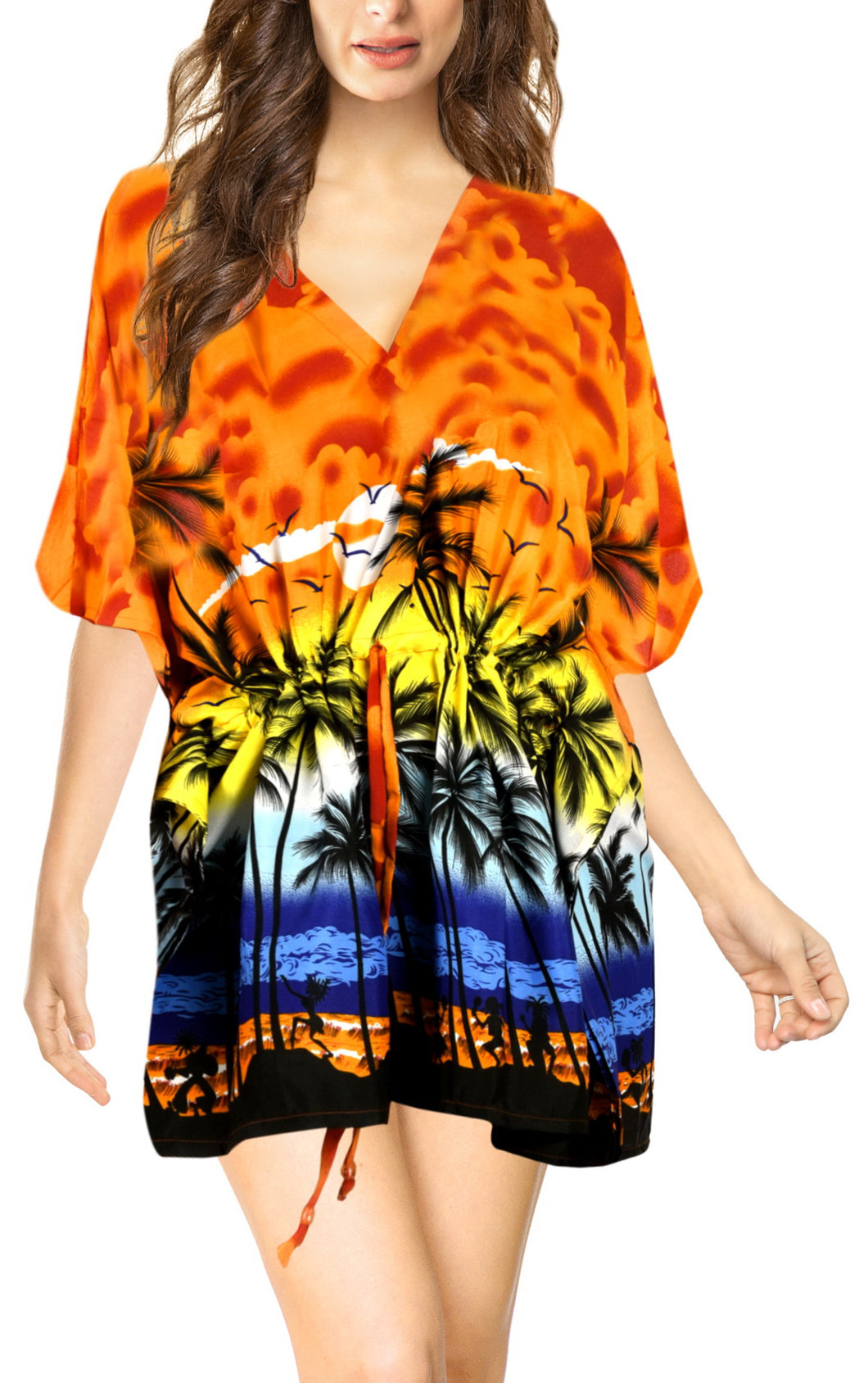 la-leela-bikni-swimwear-soft-fabric-printed-beachwear-loose-cover-up-OSFM 16-28W [XL- 4X]-Pumpkin Orange_S817