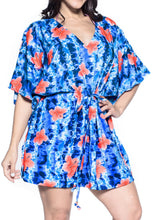 Load image into Gallery viewer, La Leela Hibiscus Robe Soft Likre Beachwear Caftan Swimwear Cover up Royal blue