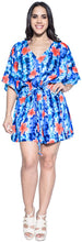 Load image into Gallery viewer, La Leela Hibiscus Robe Soft Likre Beachwear Caftan Swimwear Cover up Royal blue