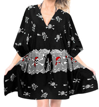 Load image into Gallery viewer, LA-LEELA-Bikni-Swimwear-Women&#39;s-Skull-Halloween-Costume-Beach-Swimsuit-Cover-Ups-Drawstring-Black_R201