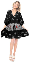 Load image into Gallery viewer, LA LEELA Bikni Swimwear Women&#39;s Skull Halloween Costume Beach Swimsuit Cover Ups Drawstring Black_R201