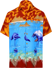Load image into Gallery viewer, la-leela-shirt-casual-button-down-short-sleeve-beach-shirt-men-aloha-pocket-Blood Red_W61