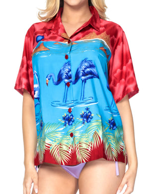 Women Hawaiian Shirt Blouses Beach Top Tank Casual Aloha Holiday Sport Boho