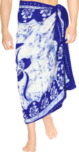 Load image into Gallery viewer, La Leela Men&#39;s Hawaiian Beach Wrap Sheer Sarong Swimming Bathing Suit Towel Beachwear Swim Pareo Cover up Long 72&quot;X42&quot;  Blue 130516