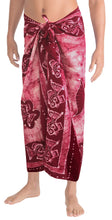 Load image into Gallery viewer, la-leela-mens-hawaiian-beach-wrap-sheer-sarong-swimming-bathing-suit-towel-beachwear-swim-pareo-cover-up-long-72x42--red-130536