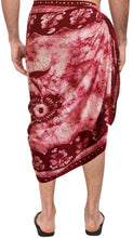 Load image into Gallery viewer, LA LEELA Rayon Batik Aloha Hawaii Swim Party Wrap Surf Men&#39;s 72&quot;X42&quot; Red 4250 130540