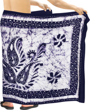 Load image into Gallery viewer, la-leela-mens-hawaiian-beach-wrap-sheer-sarong-swimming-bathing-suit-towel-beachwear-swim-pareo-cover-up-long-72x42--blue-130603
