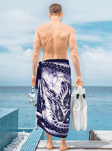 Load image into Gallery viewer, La Leela Men&#39;s Hawaiian Beach Wrap Sheer Sarong Swimming Bathing Suit Towel Beachwear Swim Pareo Cover up Long 72&quot;X42&quot;  Blue 130603
