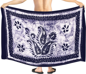 La Leela Men's Hawaiian Beach Wrap Sheer Sarong Swimming Bathing Suit Towel Beachwear Swim Pareo Cover up Long 72"X42"  Blue 130603