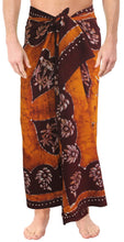 Load image into Gallery viewer, LA LEELA Rayon Batik Hawaiian Swimsuit Beach Wrap Men&#39;s  72&quot;X42&quot; Brown 4215 130634