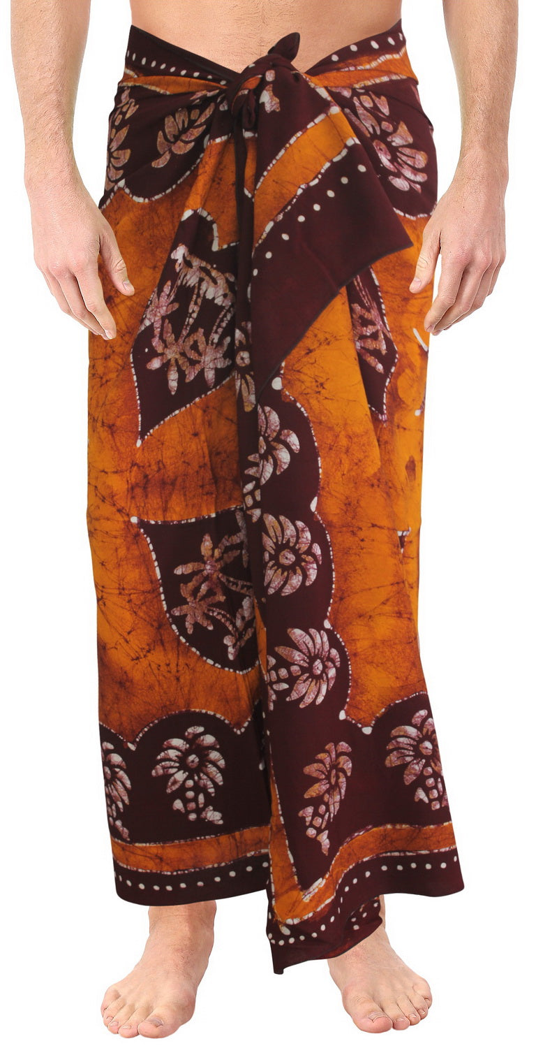 LA LEELA Rayon Batik Hawaiian Swimsuit Beach Wrap Men's  72