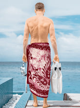 Load image into Gallery viewer, La Leela Men&#39;s Hawaiian Beach Wrap Sheer Sarong Swimming Bathing Suit Towel Beachwear Swim Pareo Cover up Long 72&quot;X42&quot;  Red 130643