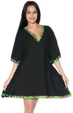 Load image into Gallery viewer, La Leela Smooth Rayon Dress Swimsuit Plus Plain Bikini Coverup Caftan Green