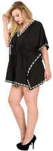 Load image into Gallery viewer, La Leela Soft Rayon Women Tunic Cover up Tunic Dress Caftan Beach Swimsuit Black