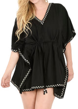 Load image into Gallery viewer, La Leela Beach Swimsuit Women Tunic Cover up Soft Rayon Tunic Dress Caftan Black