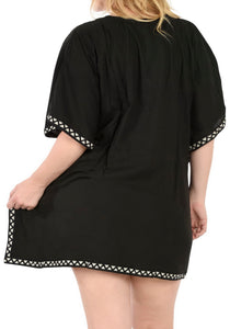 La Leela Beach Swimsuit Women Tunic Cover up Soft Rayon Tunic Dress Caftan Black