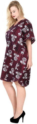 la-leela-cotton-batik-short-caftan-vacation-top-OSFM 14-18W [L- 2X]-Pink_K989