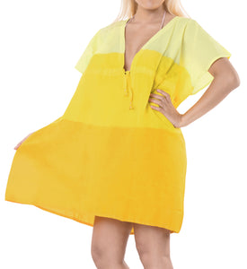 LA LEELA Women's Summer Ombre Yellow Cotton Cover up Beach Swimsuit Bikini Wrap