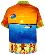 Load image into Gallery viewer, la-leela-mens-regular-size-beach-hawaiian-shirt-aloha-tropical-beach-front-pocket-short-sleeve-orange
