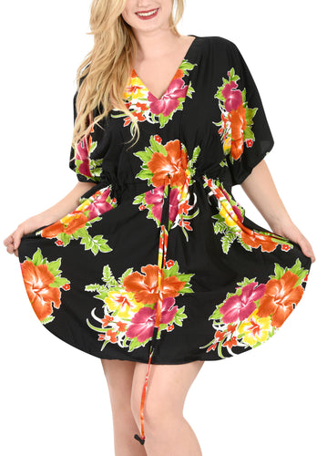 la-leela-bikni-swimwear-soft-fabric-printed-beachwear-loose-cover-up-OSFM 16-28W [XL- 4X]-Blood Red_H606