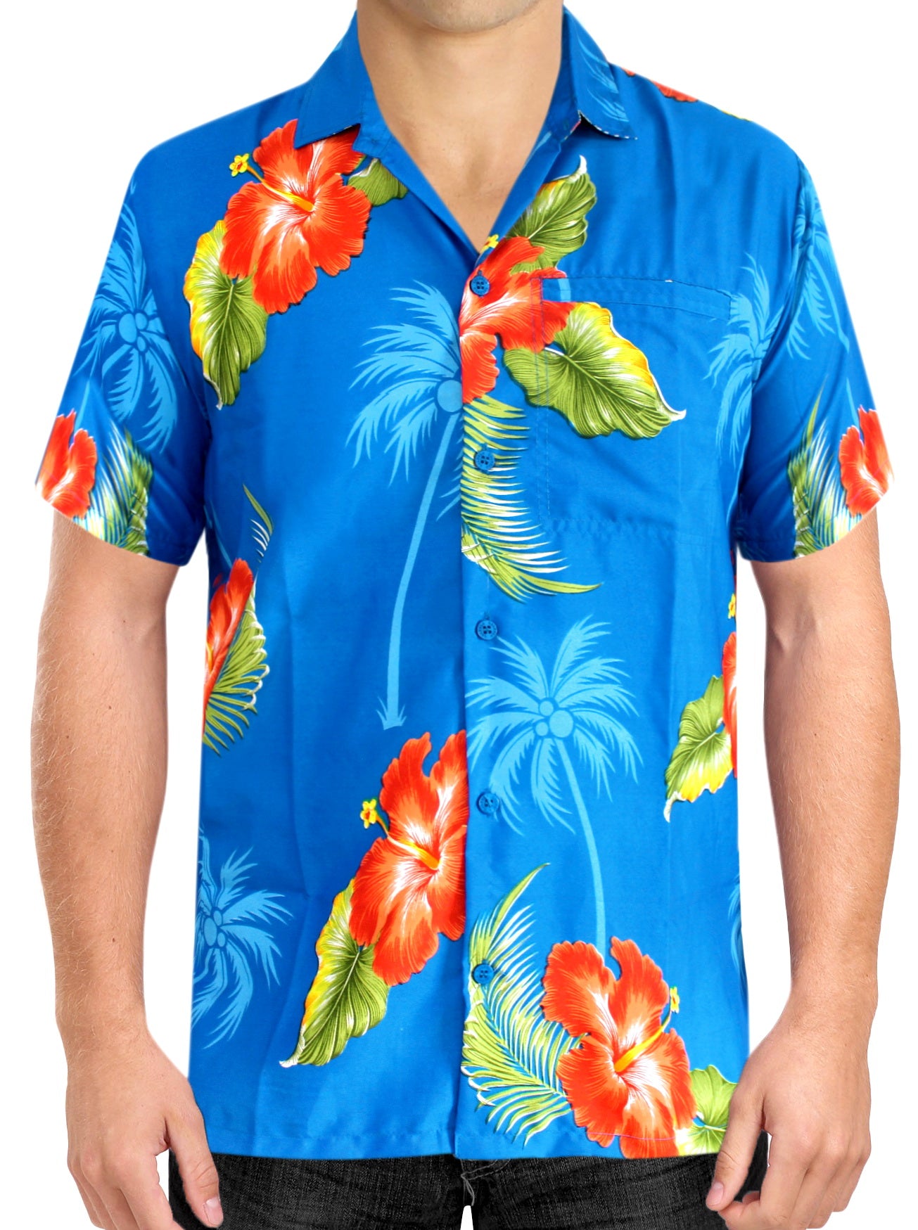 LA LEELA Men's Casual Beach hawaiian Shirt Aloha Tropical Beach
