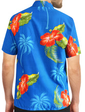 Load image into Gallery viewer, la-leela-mens-casual-beach-hawaiian-shirt-aloha-tropical-beach-front-pocket-short-sleeve-regular-fit-blue