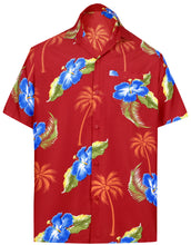 Load image into Gallery viewer, la-leela-shirt-casual-button-down-short-sleeve-beach-shirt-men-aloha-pocket-Shirt-Blood Red_W367