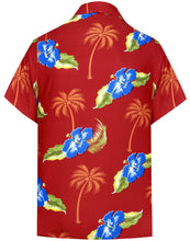 Cargar imagen en el visor de la galería, la-leela-shirt-casual-button-down-short-sleeve-beach-shirt-men-aloha-pocket-Shirt-Blood Red_W367