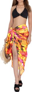 LA LEELA Women's Hawaiian Print Long Stylish Pareo Sarong Beachwear Wrap Swimsuit Cover up