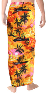 LA LEELA Men's Beach Swimsuit Sarong Swimwear Cover Up Tie One Size Orange_V166