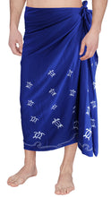 Load image into Gallery viewer, la-leela-mens-hawaiian-beach-wrap-sheer-sarong-swimming-bathing-suit-towel-beachwear-swim-pareo-cover-up-long-72x42--blue-131475