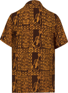 LA LEELA Men's Casual Beach hawaiian Shirt Aloha Tropical Beach  front Pocket Short sleeve Mustard
