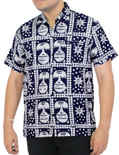 Load image into Gallery viewer, la-leela-mens-casual-beach-hawaiian-shirt-aloha-tropical-beach-front-pocket-short-sleeve-relaxed-fit-navy-blue