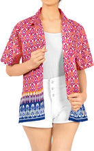 Load image into Gallery viewer, LA LEELA Women&#39;s Beach Casual Hawaiian Blouse Short Sleeve button Down Shirt Pink tops