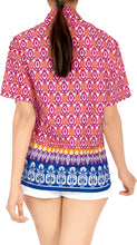 Load image into Gallery viewer, LA LEELA Women&#39;s Beach Casual Hawaiian Blouse Short Sleeve button Down Shirt Pink tops